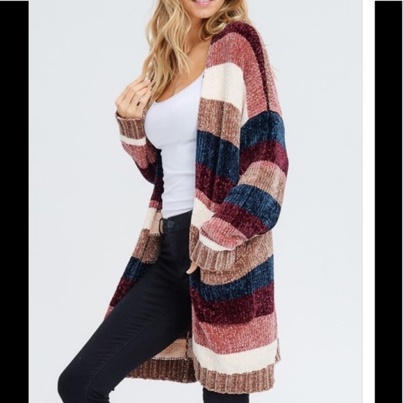 ✨NWT✨ Chenille Striped Cardigan - Picture 5 of 7